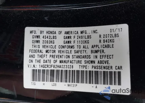 2017 Honda Accord Ex-L V6 z USA, uszkodzony, nr VIN 1HGCR3F82HA023028